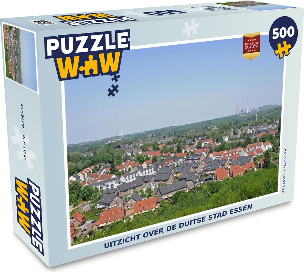 MuchoWow Puzzle 500 Teile Blick über die deutsche Stadt Essen - 500 Teile - Kinder - Selberbauen - Puzzlespiele