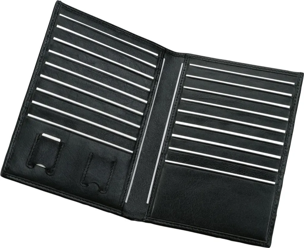 Etui cartes de visite Alassio cuir noir avec fermeture et finition pro