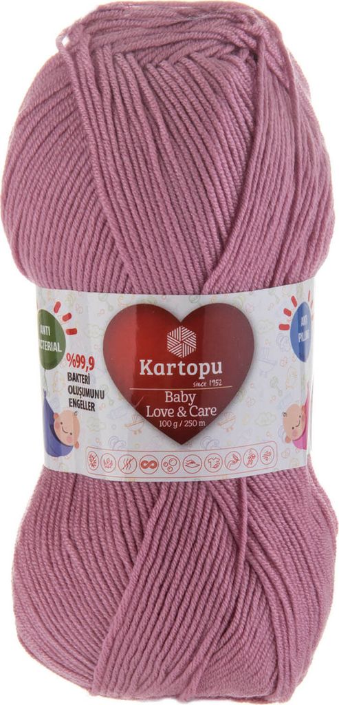 100g Strickgarn Kartopu Baby Love and Care antibakteriell Babywolle Babystrickgarn Häkelgarn Farbwahl, Farbe:K1763 hellviolett