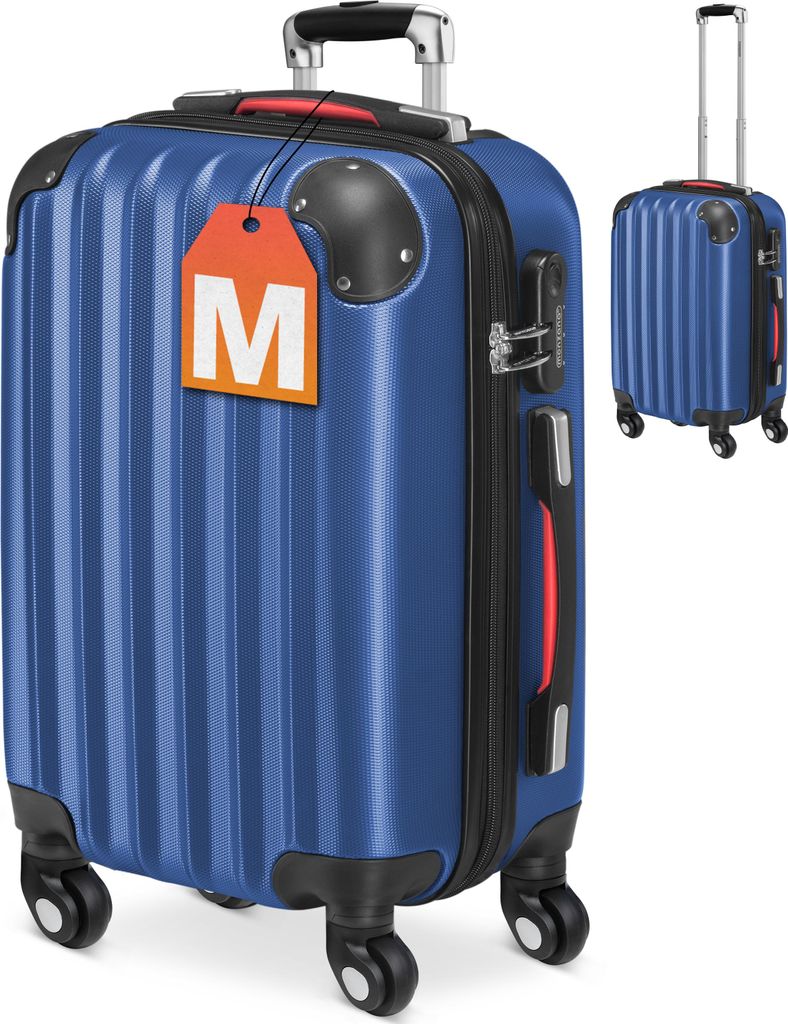 Valise rigide M bleu 4 roues 360° Bagage poignée Image du produit 