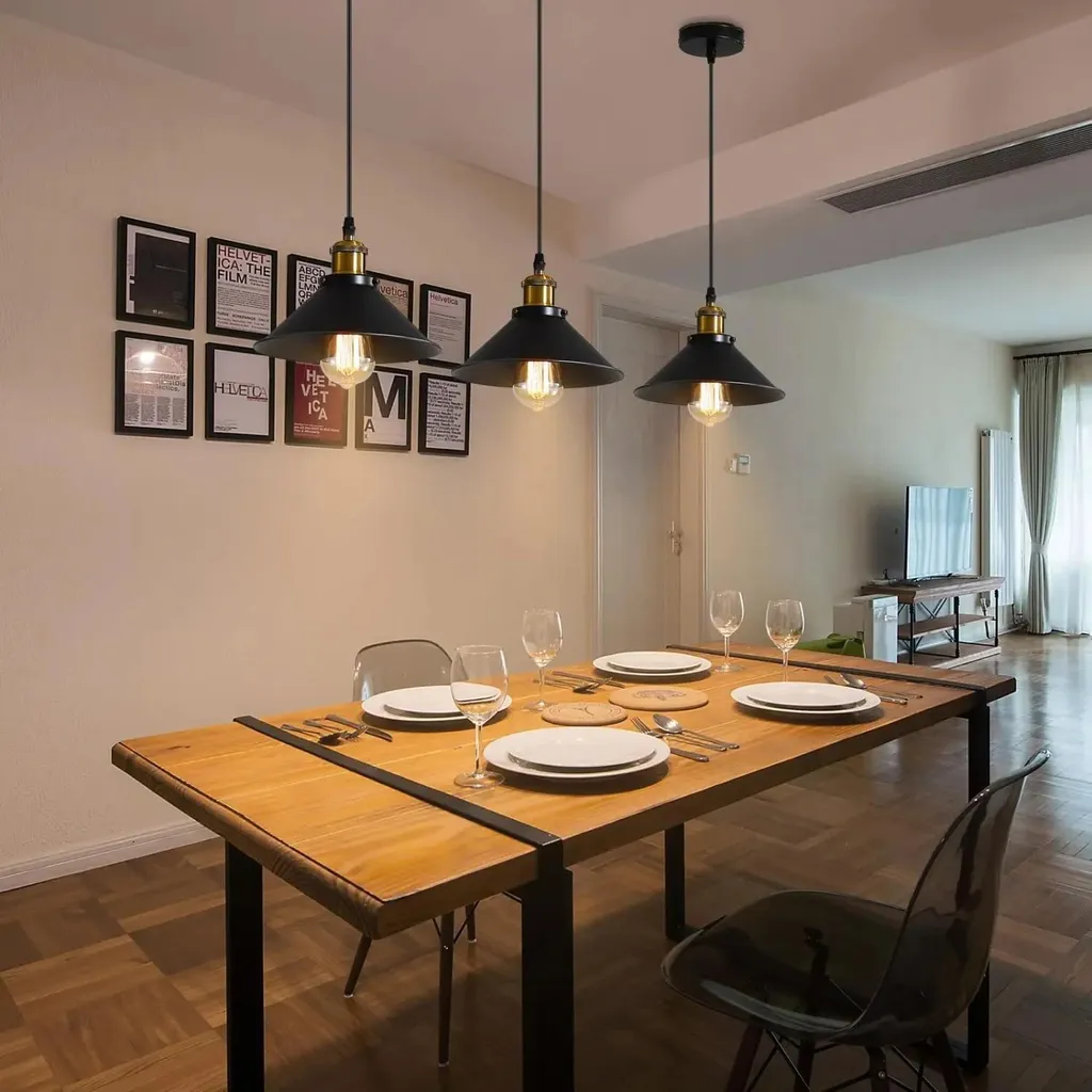 Luminaire de plafond rétro noir solution éclairage 15m² métal E27 - 7