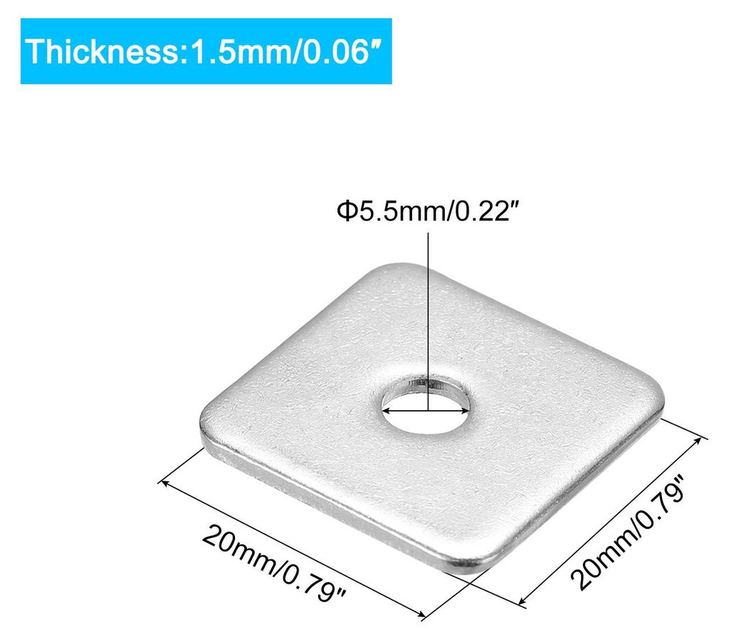 10 Stš¹ck Vierkantscheiben M5x20x20x1.5mm 304 Edelstahl Quadrat Unterlegscheibe Flach Pad Abstandshalter Dichtung fš¹r Hardware Verschluss