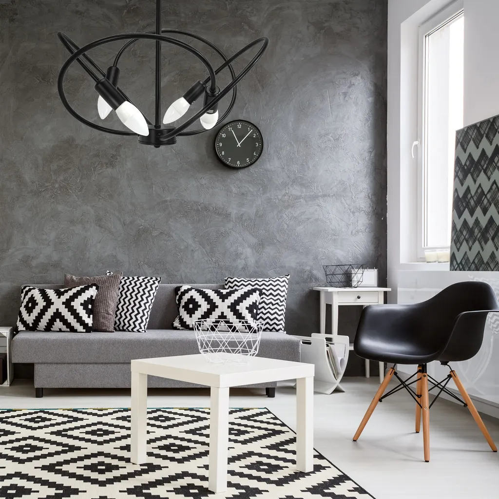 Lampe Suspendue Toolight APP1093-4C Black - Lustre Design Noir 4 Points