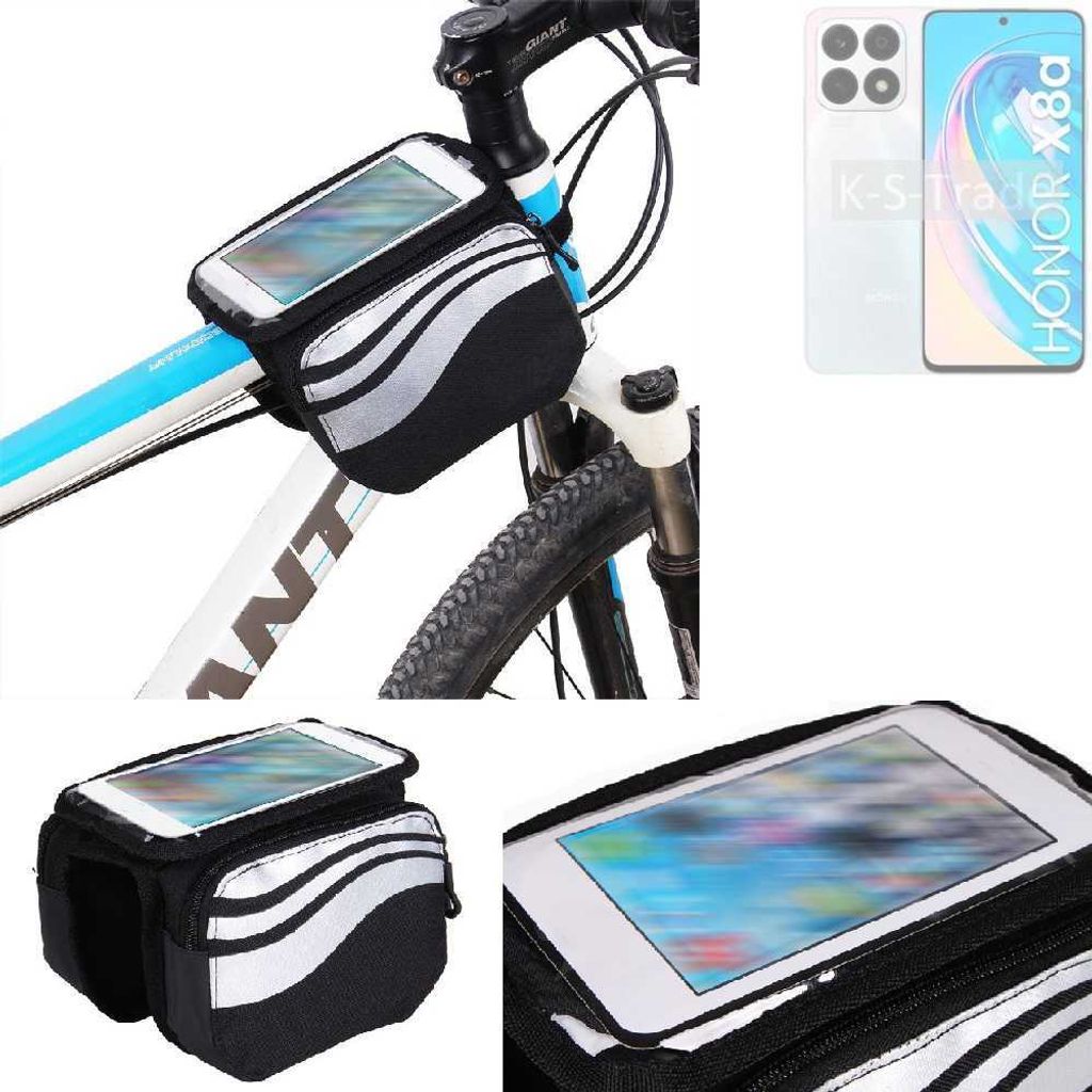 K-S-Trade Rahmentasche Fahrrad-Halterung kompatibel mit Honor X8a 5G Rahmenhalterung Fahrrad Handyhalterung Fahrradtasche Handy Smartphone Halterung