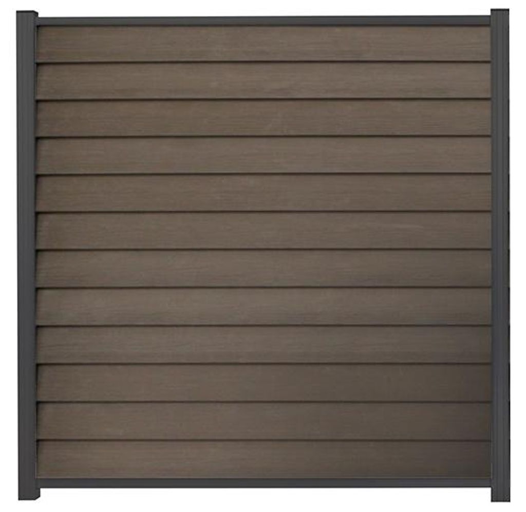 Ligna Gard WPC Zaun Bornholm ca. 180 x 180 cm Sichtschutz Steckzaun Multicolor Braun Holzstruktur Aluminium Anthrazit Ohne Pfosten