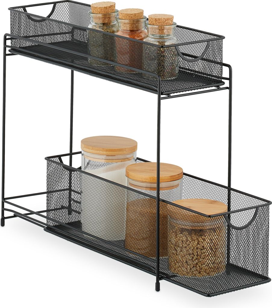 Küchenorganizer - Schubladen - Metall Badezimmer-Organizer - Ladesystem - 40 x 15 x 46 cm - Schwarz