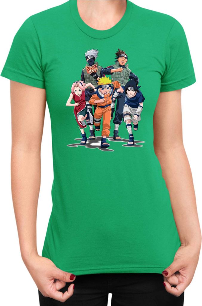 Damen T-Shirt Naruto Team 7 04, Lady XS / Grün
