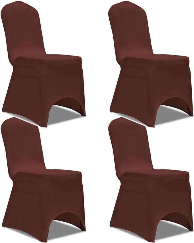 Set 4 Fodere Sedie Elasticizzate Marrone - The Living Store Stretch