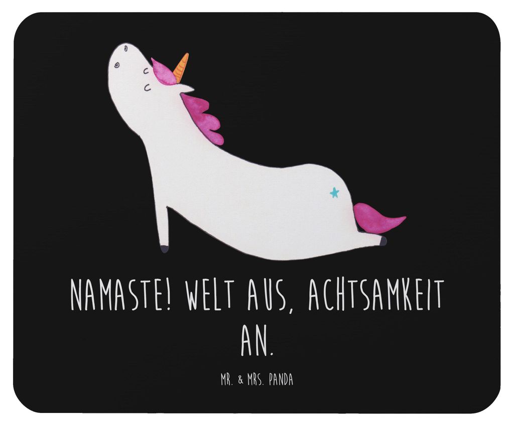 Mr. & Mrs. Panda Mouse Pad Einhorn Yoga - Schwarz - Geschenk, pc mausunterlage, Unicorn, Einhörner, computer mauspad, mausteppich, Namaste, Yogama...