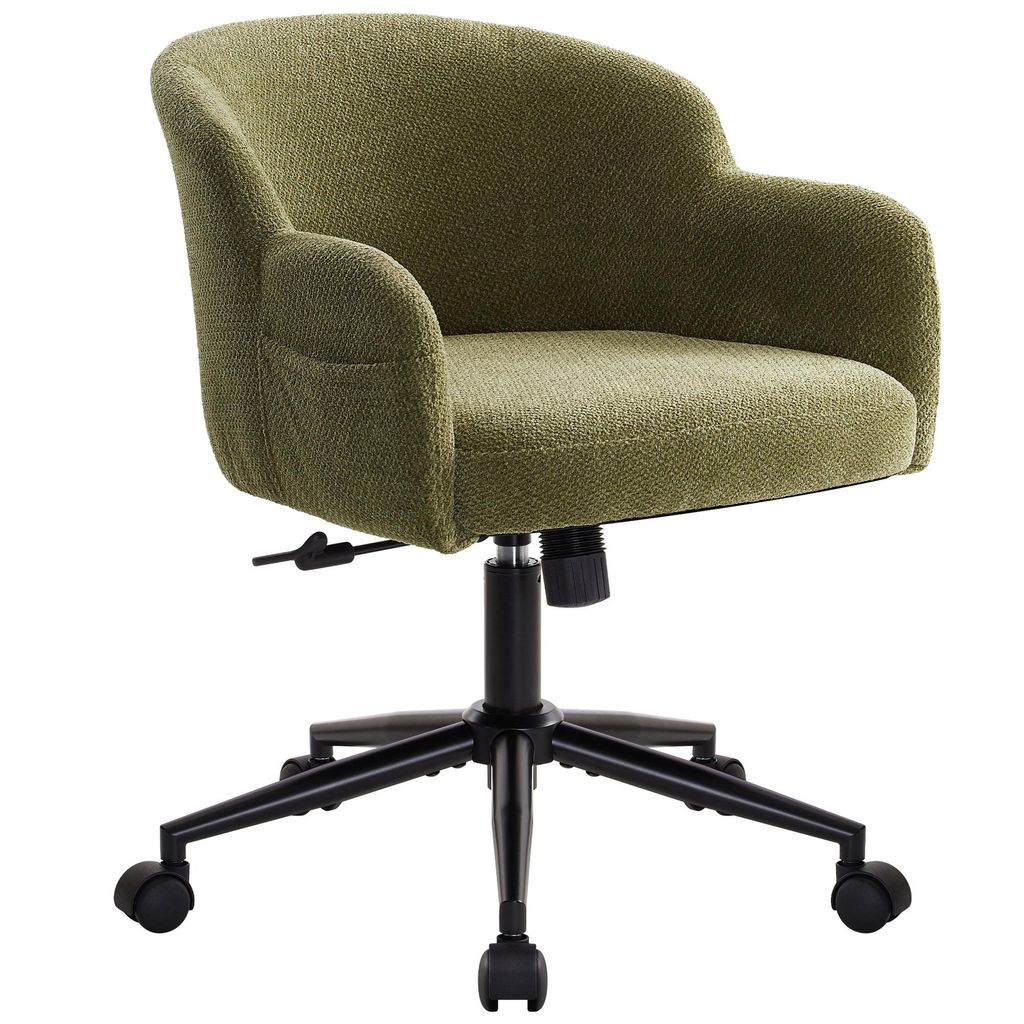 IWMH Drehstuhl, Höhenverstellbar Bürostuhl, Drehbar Stuhl für Schminktisch, Schreibtisch, Schlafzimmer - Samt - Grün