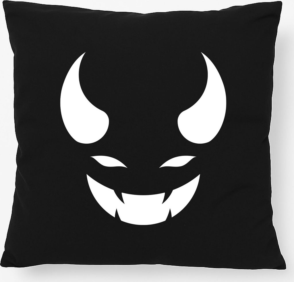 Huuraa Kissen Teufel Devil 40x40cm mit Füllung Black Baumwolle Dekokissen Geschenkidee