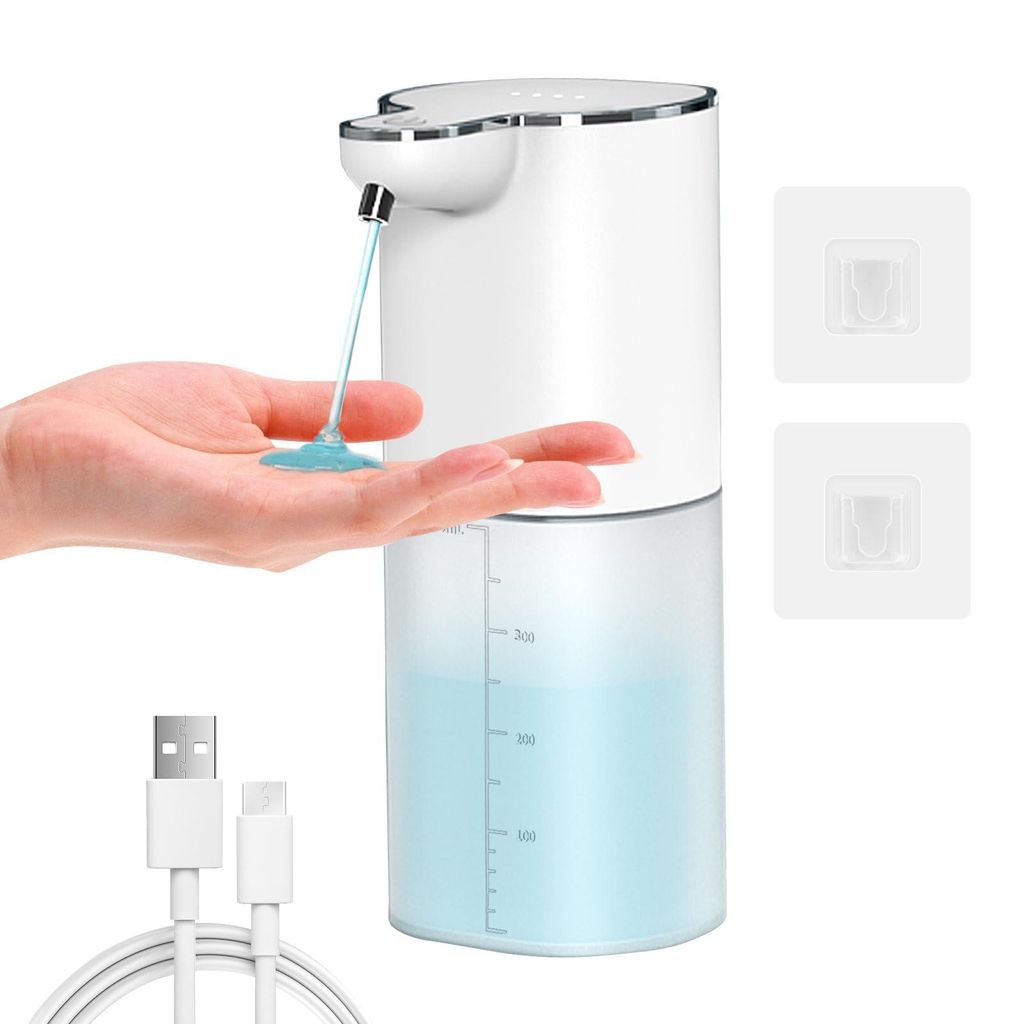 Automatischer Seifenspender Wandbefestigung,400ml Flüssigseifenspender USB-C Aufladung Elektrischer Sensor, mit 4 einstellbare Stufen, IPX5 Wasser...
