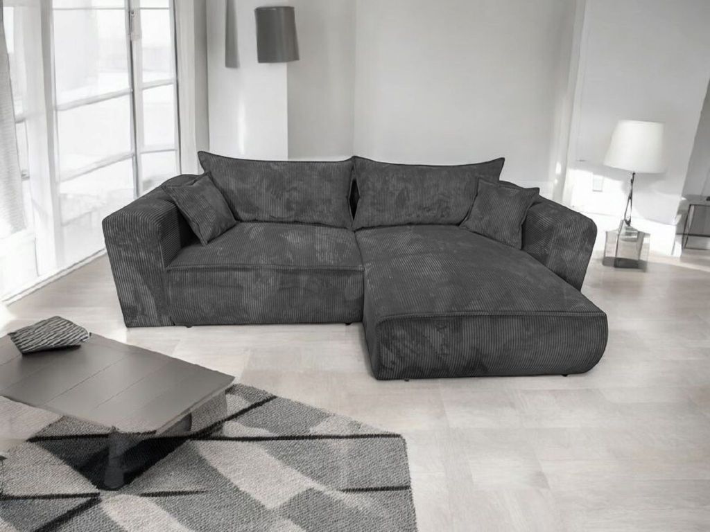 Ecksofa Berlin 255x160 Dunkelgrau CORD mit schlaffunktion Produktbild 