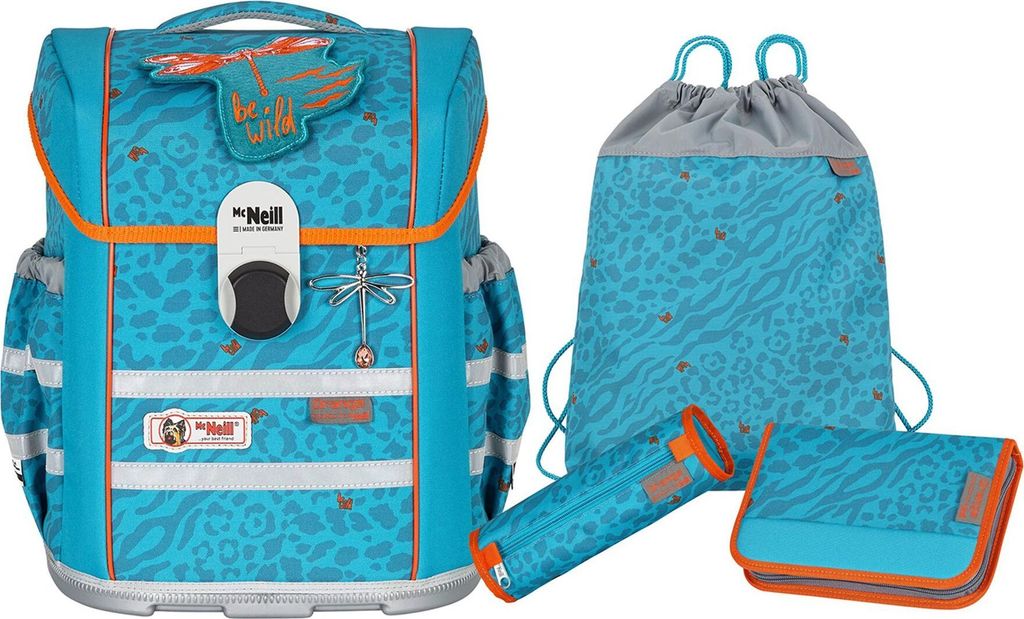 McNeill Schulranzen Ergo Mac Set 4-teilig Orange grün Produktbild 