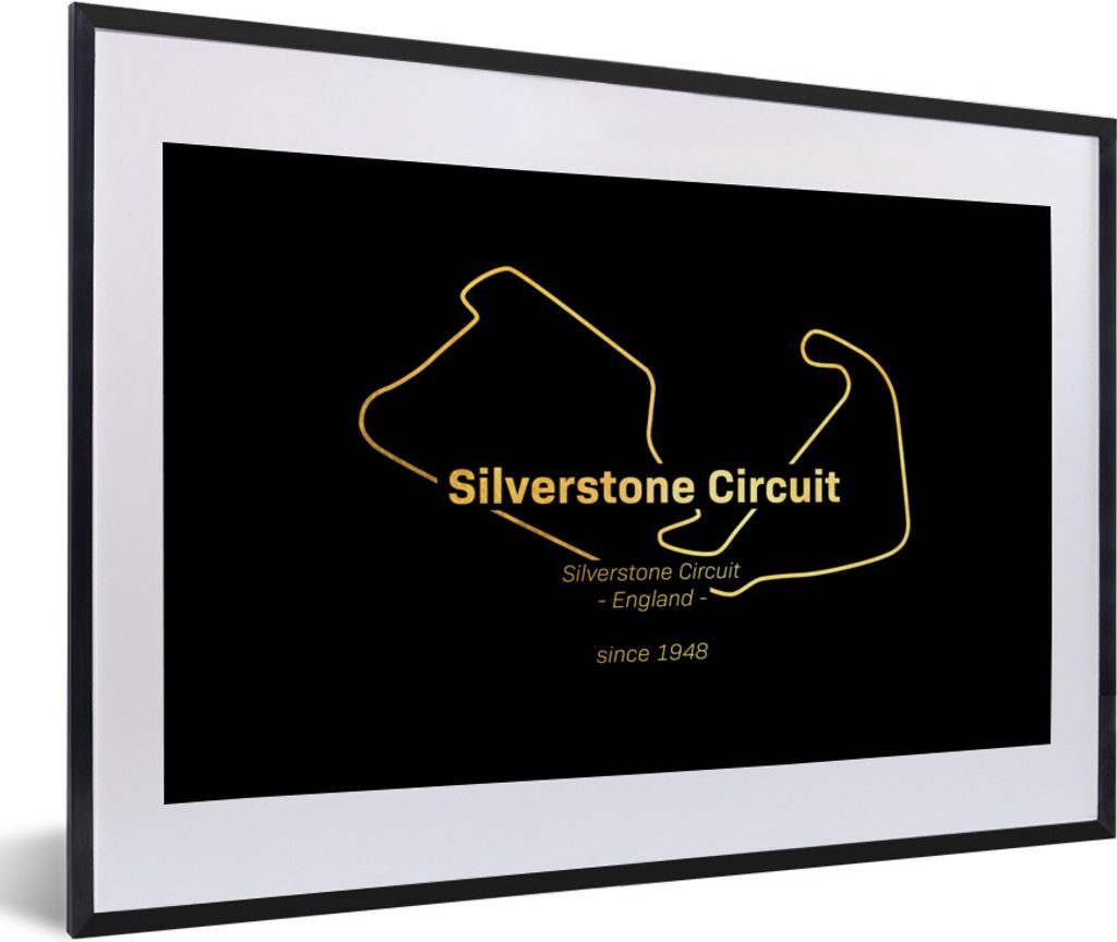 MuchoWow Gerahmtes Poster F1 - Silverstone - England 60x40 cm - Poster mit Schwarzem Bilderrahmen Wandposter Rahmen Foto Bilder - Schlafzimmer - ...