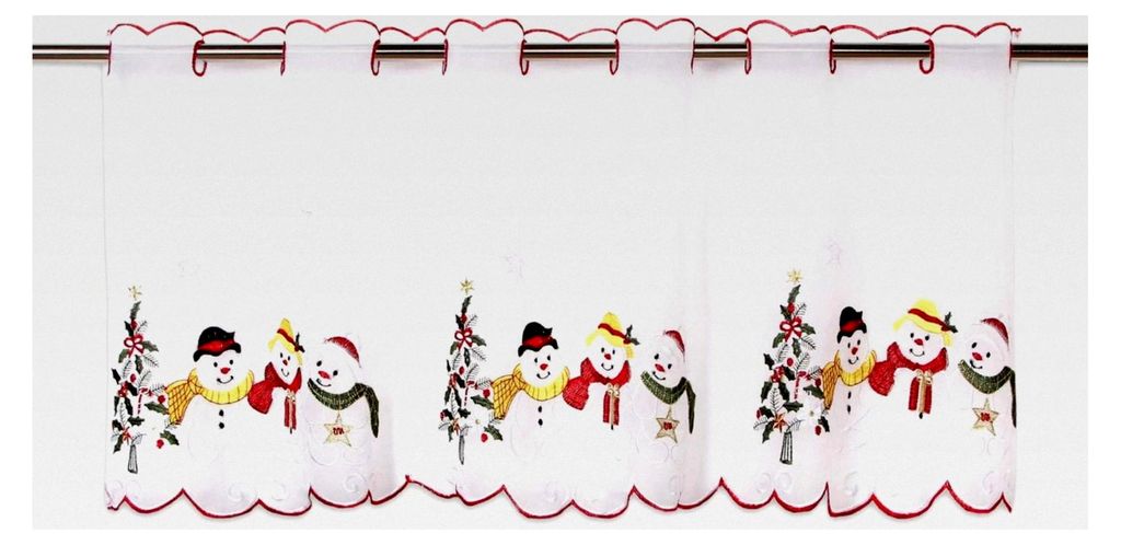 Scheibengardine Beste Freunde, 45x115 cm, Moderne Schneemann Gardine für Weihnachten