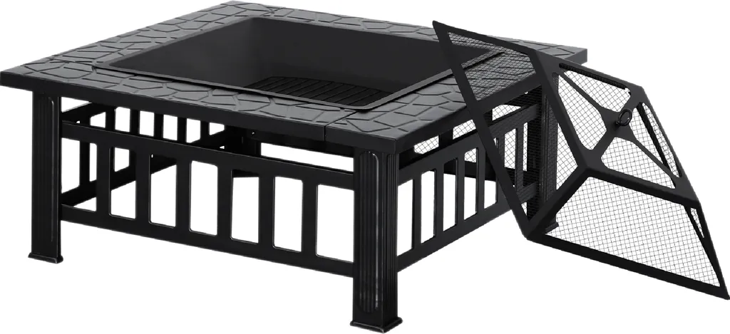 MCombo Bac à Feu 81x81x44,5 cm avec Grille et Pare-étincelles Modèle 0039