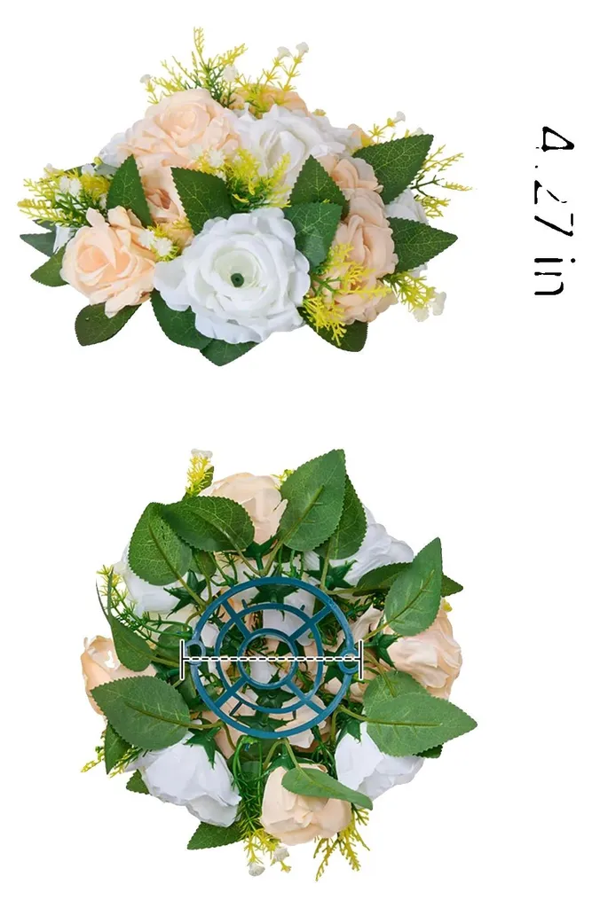 Fleurs en soie champagne 24 cm : fleurs éternelles pour votre table