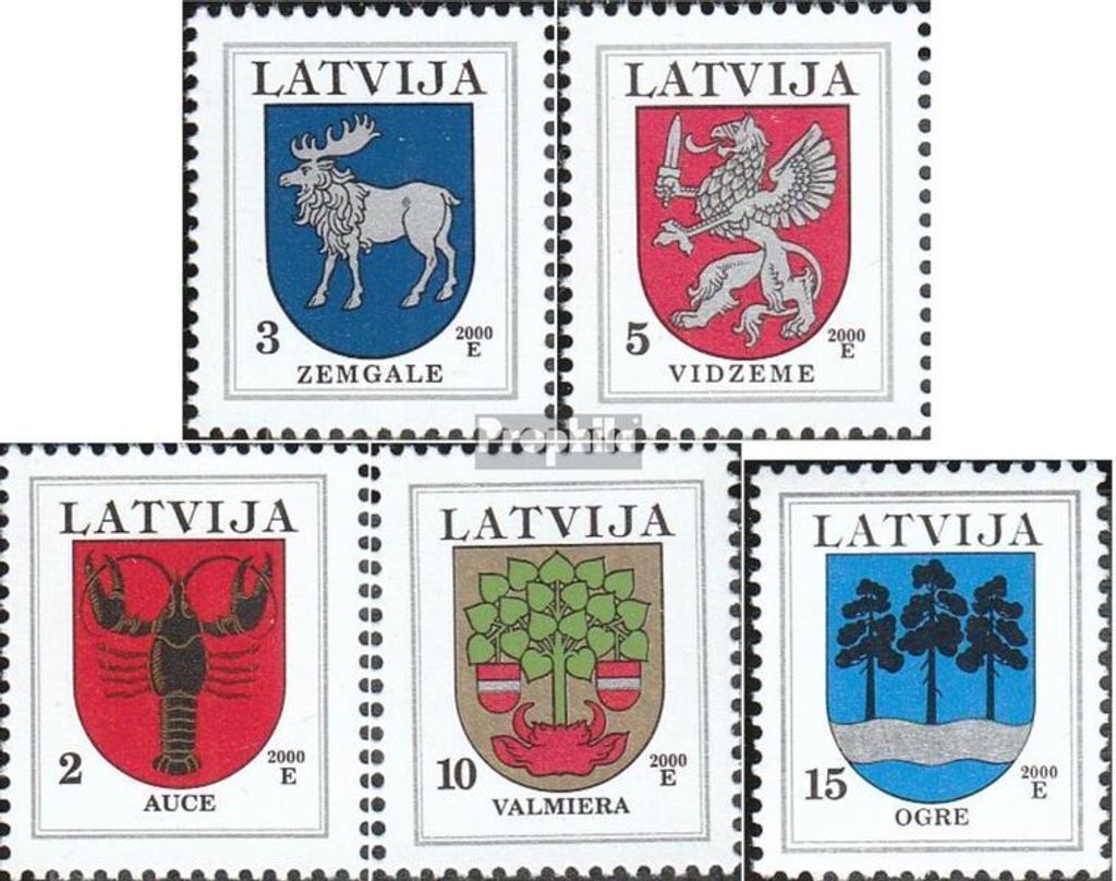 Briefmarken Lettland 2000 Mi 372C VI,373C VI,421C V, 463C IV x,495II postfrisch Wappen