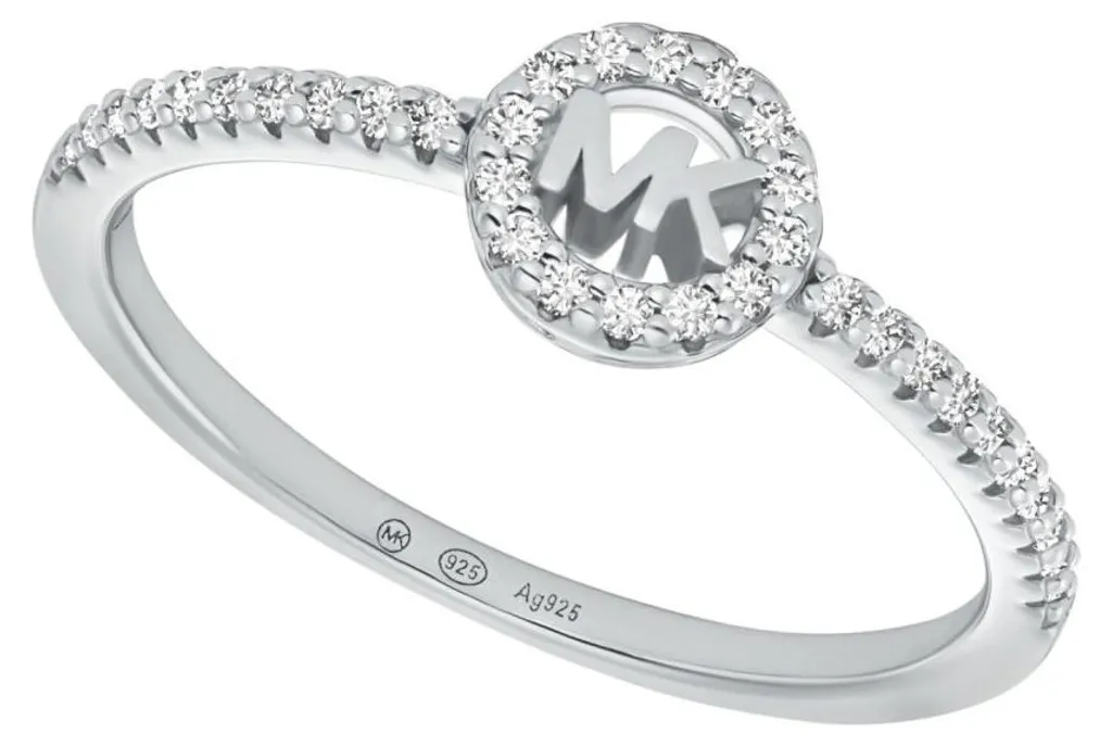 Bague solitaire en argent sterling et zircons brillants - 49 mm