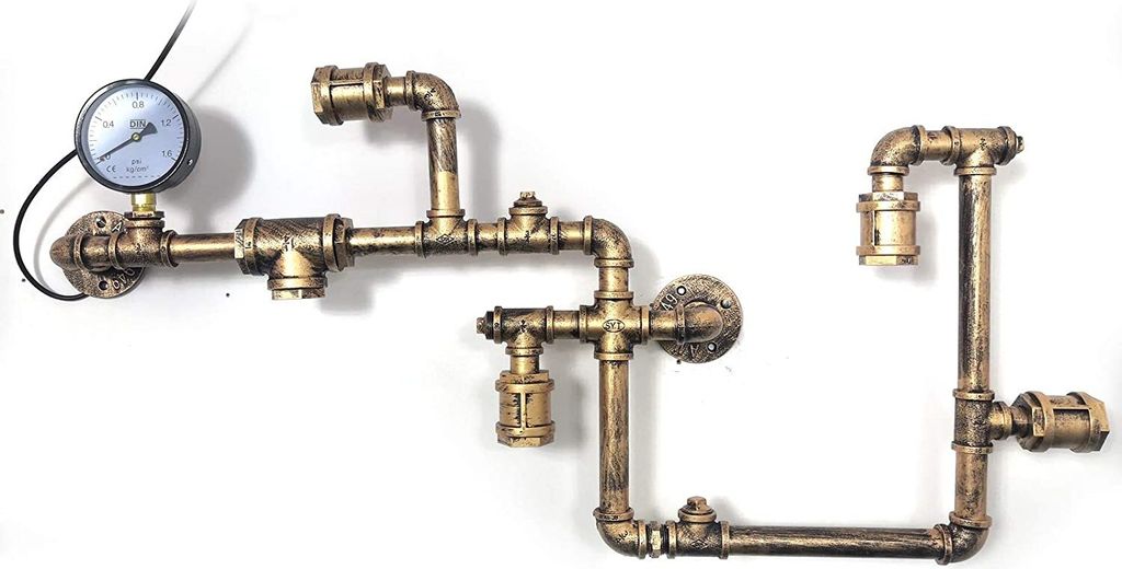 220V Wandleuchte Lampenhalter Creative Antiquität Stil Wandlampe Retro Wasserrohrlicht Metall WasserRohr 5 Glühbirnen(Glühbirne nicht enthalten)