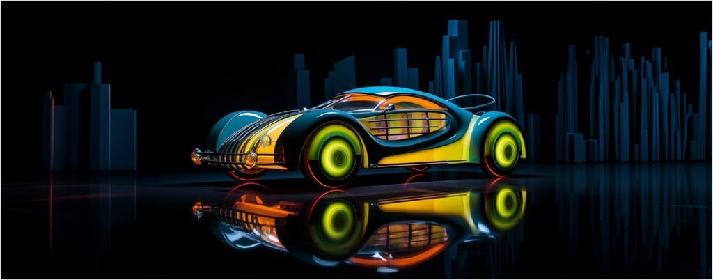 Wallario Wandbild aus Acryl, 200 x 80 cm, freischwebende Optik - Retrowave-Renner