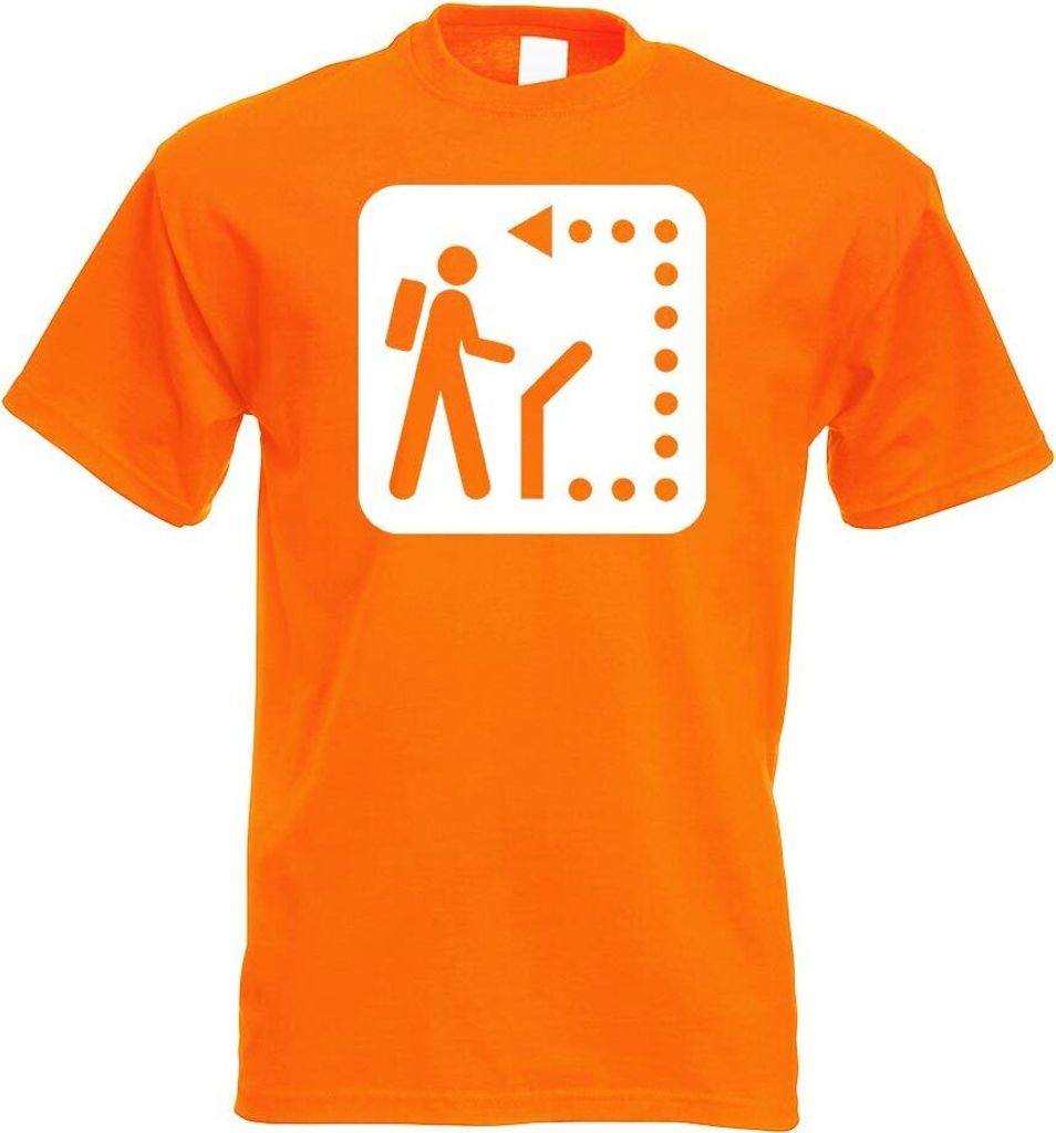 Kiwistar - T-Shirt - orange - Wanderweg Wegweiser Piktogramme Herren Funshirt Bedruckt Design Sprüche Spruch Motive - mit Motiv Bedruckt - Funshir...