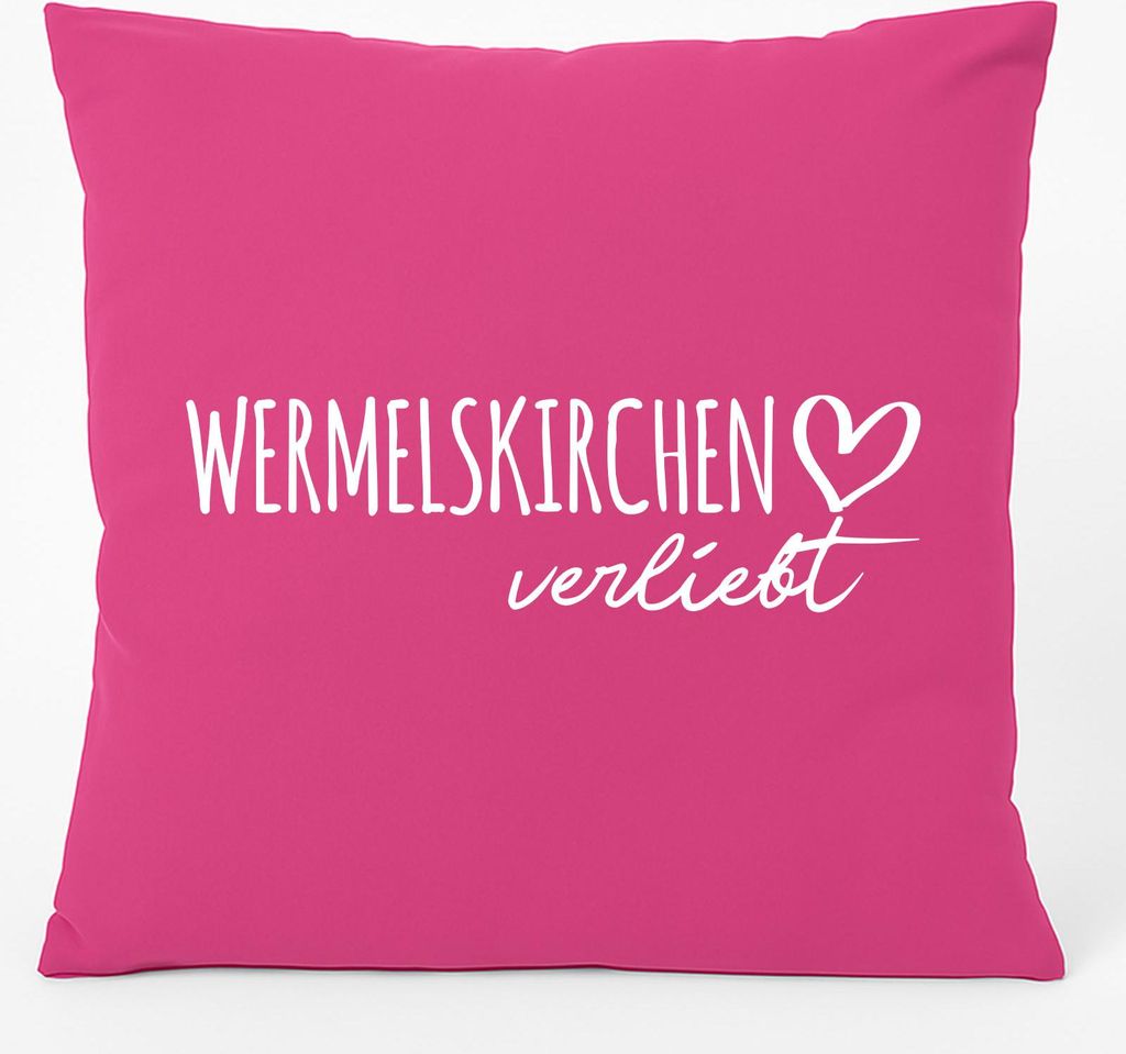 Huuraa Kissen Wermelskirchen verliebt 40x40cm mit Füllung Fuchsia Baumwolle Dekokissen Geschenkidee