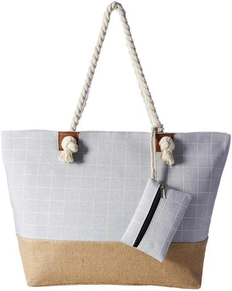 Sac de Plage XXL Gris avec Fermeture Éclair et Grande Capacité Femme
