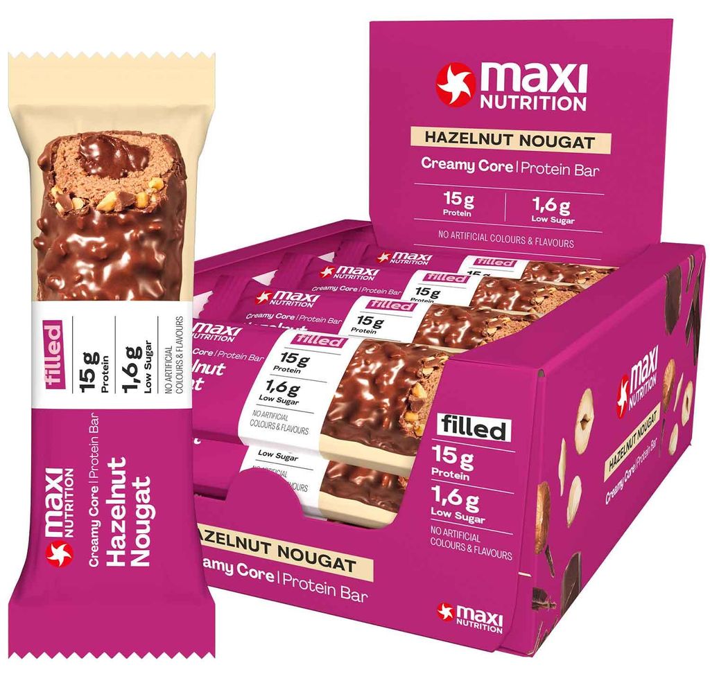 12 barres protéinées Maxi Nutrition Creamy Core au nougat Image du produit 