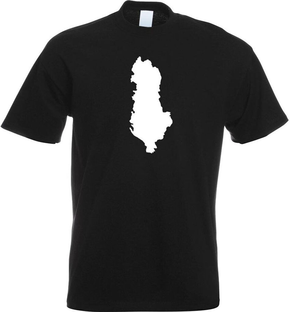 Kiwistar - T-Shirt - schwarz - Albanien Umriss Kontur Herren Funshirt Bedruckt Design Sprüche Spruch Motive - mit Motiv Bedruckt - Funshirt Design...