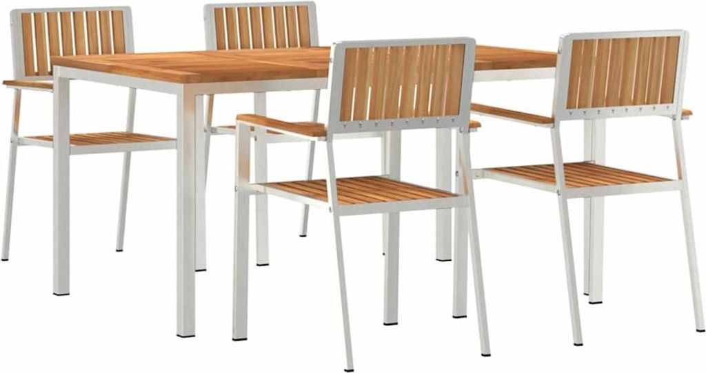 vidaXL Outdoortisch-Set 5 pcs Braun Massivholz Teak