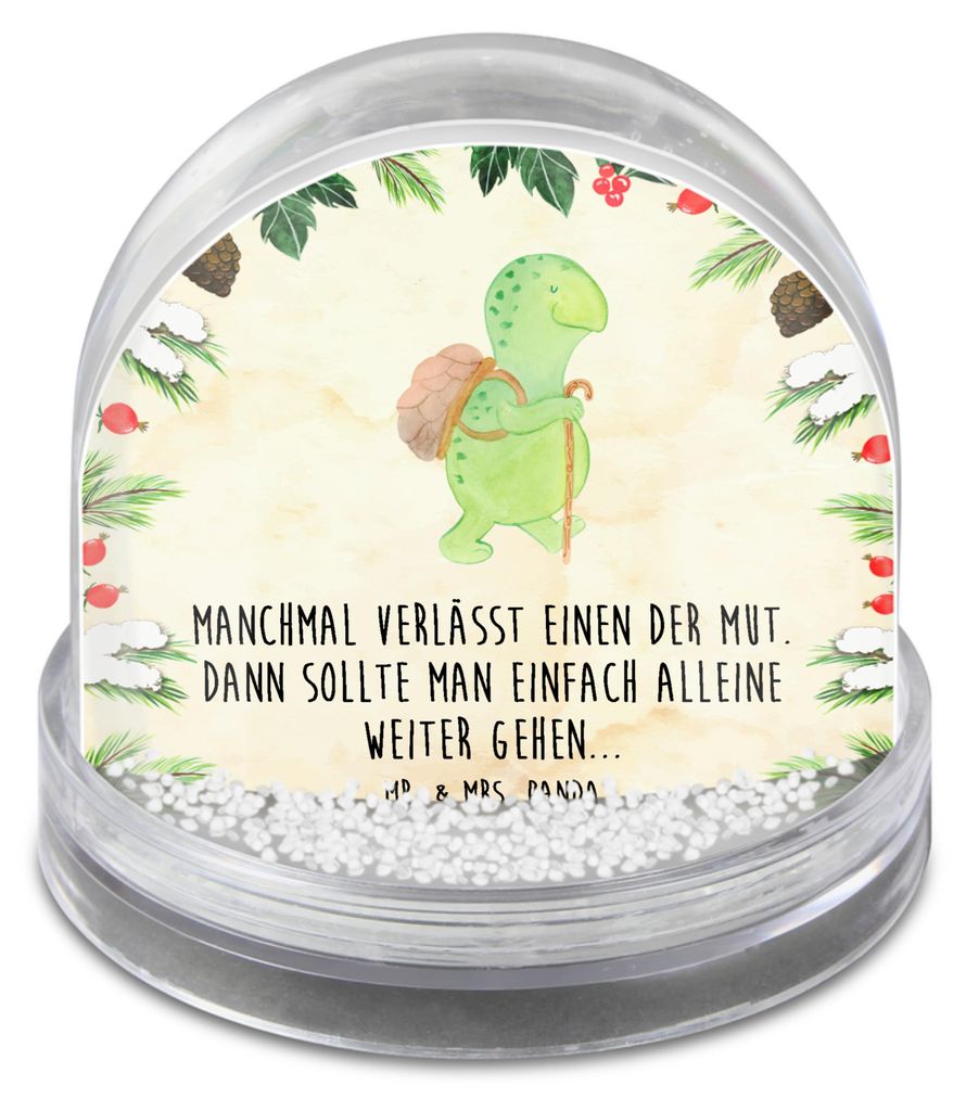 Mr. & Mrs. Panda Weihnachts Schneekugel Schildkröte Wanderer - Naturpapier - Geschenk, schnee kugel, Schildkröten, wohnaccessoire, dekoartikel, M...