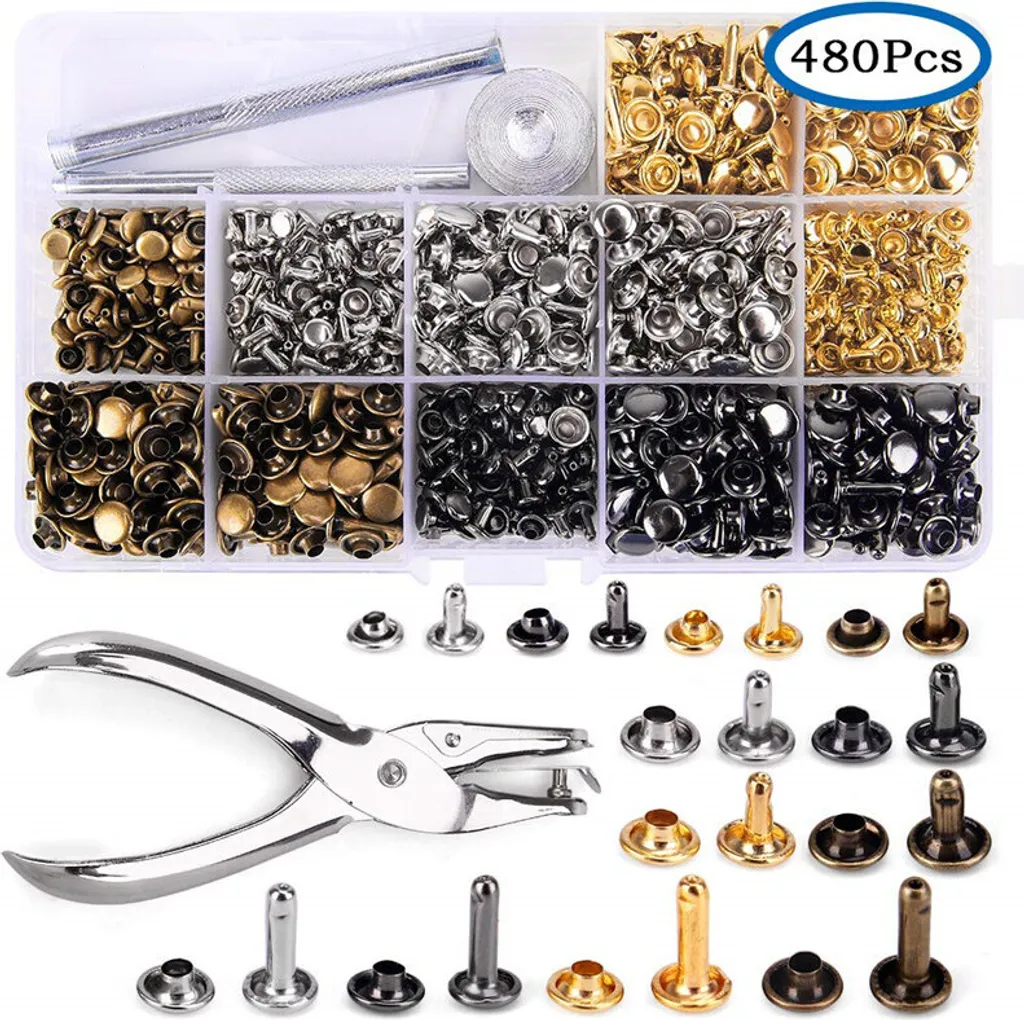 Scorta 480 Rivetti per Cuoio e Tessuti - Kit Completo INF 4 Colori