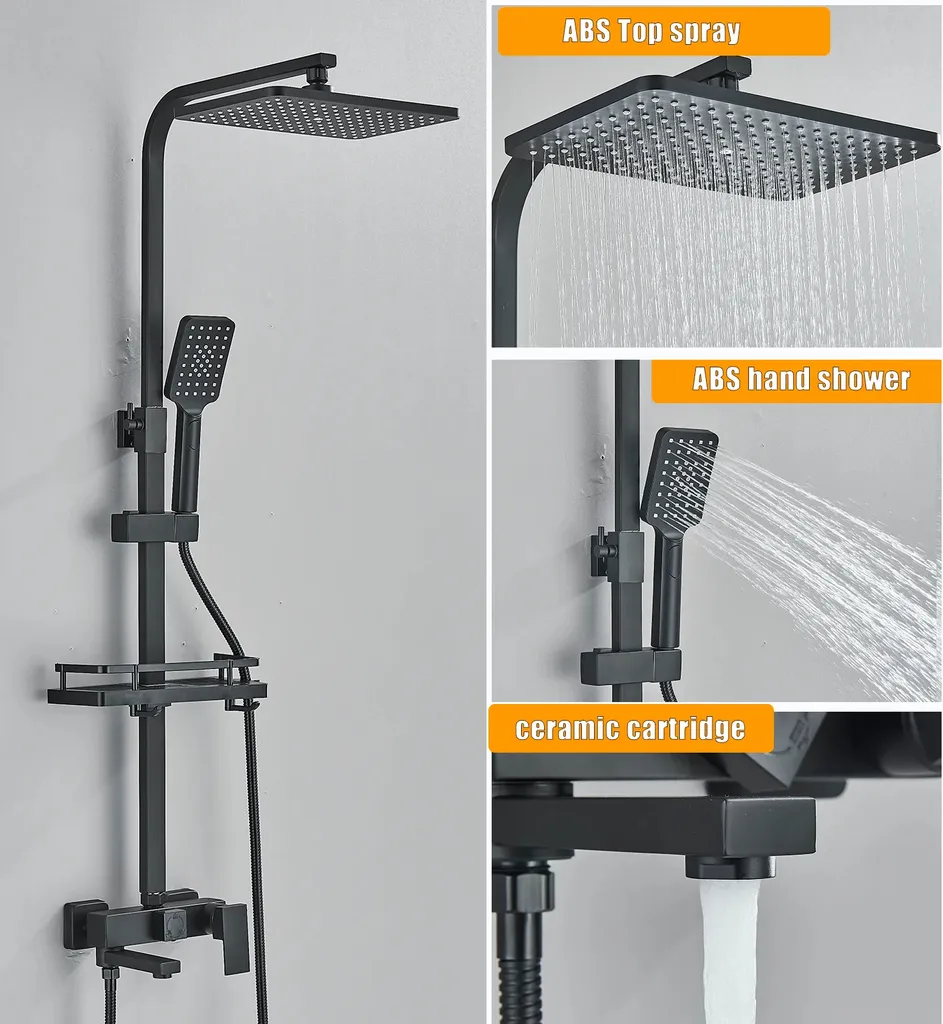 Sistema Doccia Nero 3 Vie: Design Contemporaneo e Comfort Assoluto - 2