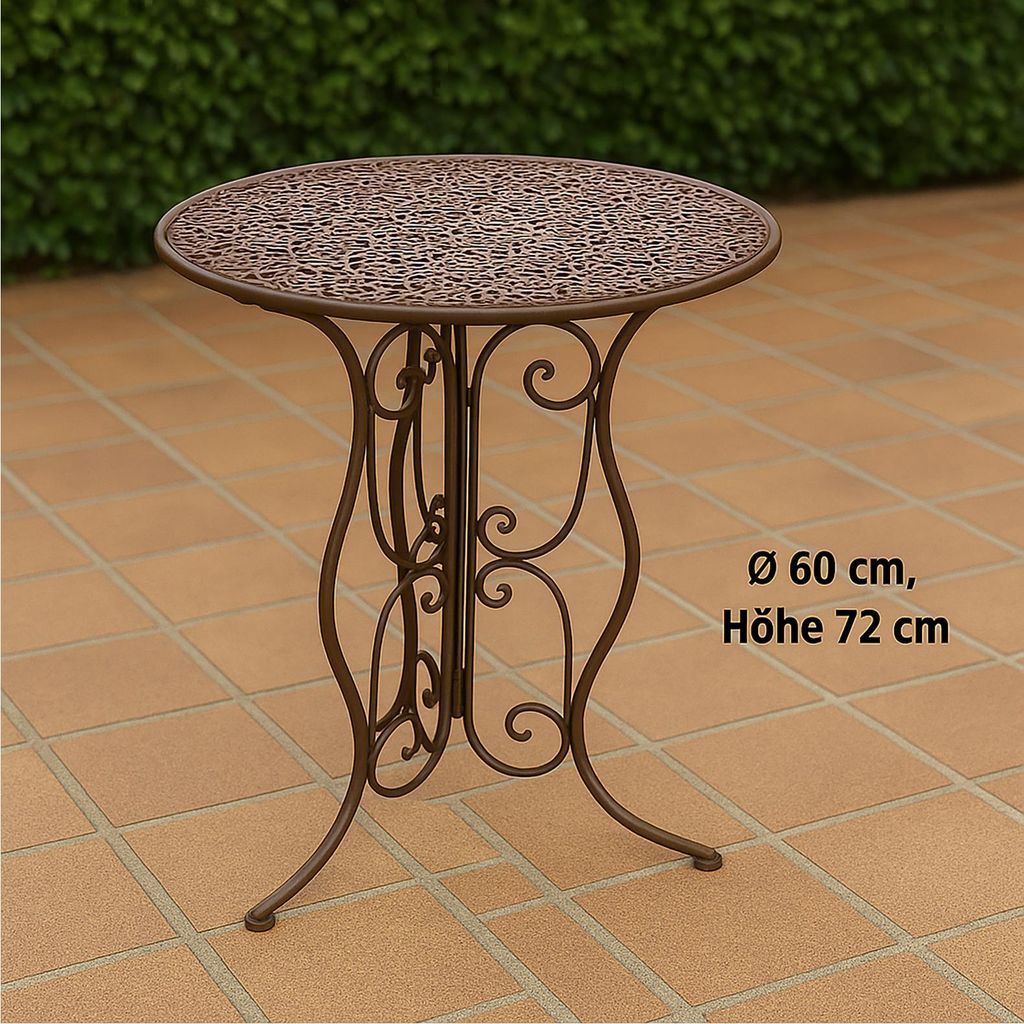 Runder Gartentisch Modell Lani aus Metall, Antik, Ø 60 cm, Produktbild 