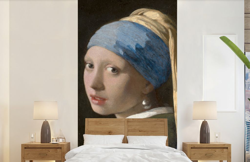 MuchoWow Fototapete für Wohnzimmer oder Schlafzimmer Wandtapete Vinyl Motivtapete Das Mädchen mit dem Perlenohrring - Gemälde von Johannes Ver...