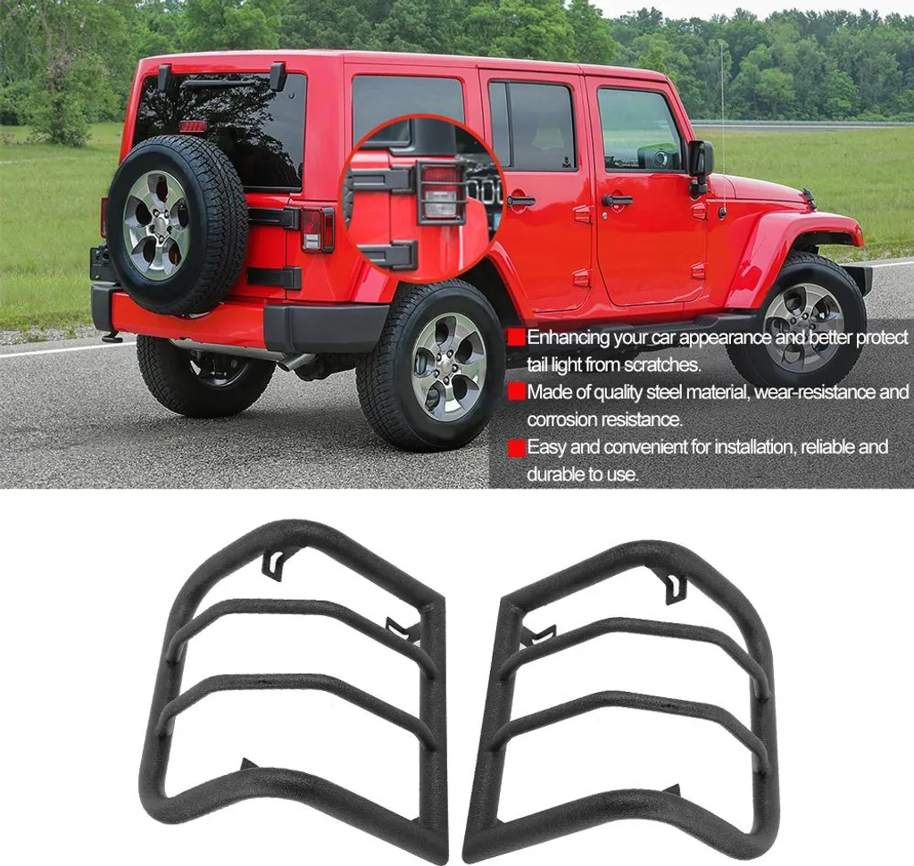 Protections de feux arrière Jeep Wrangler JK en acier noir mat - 1 Paire