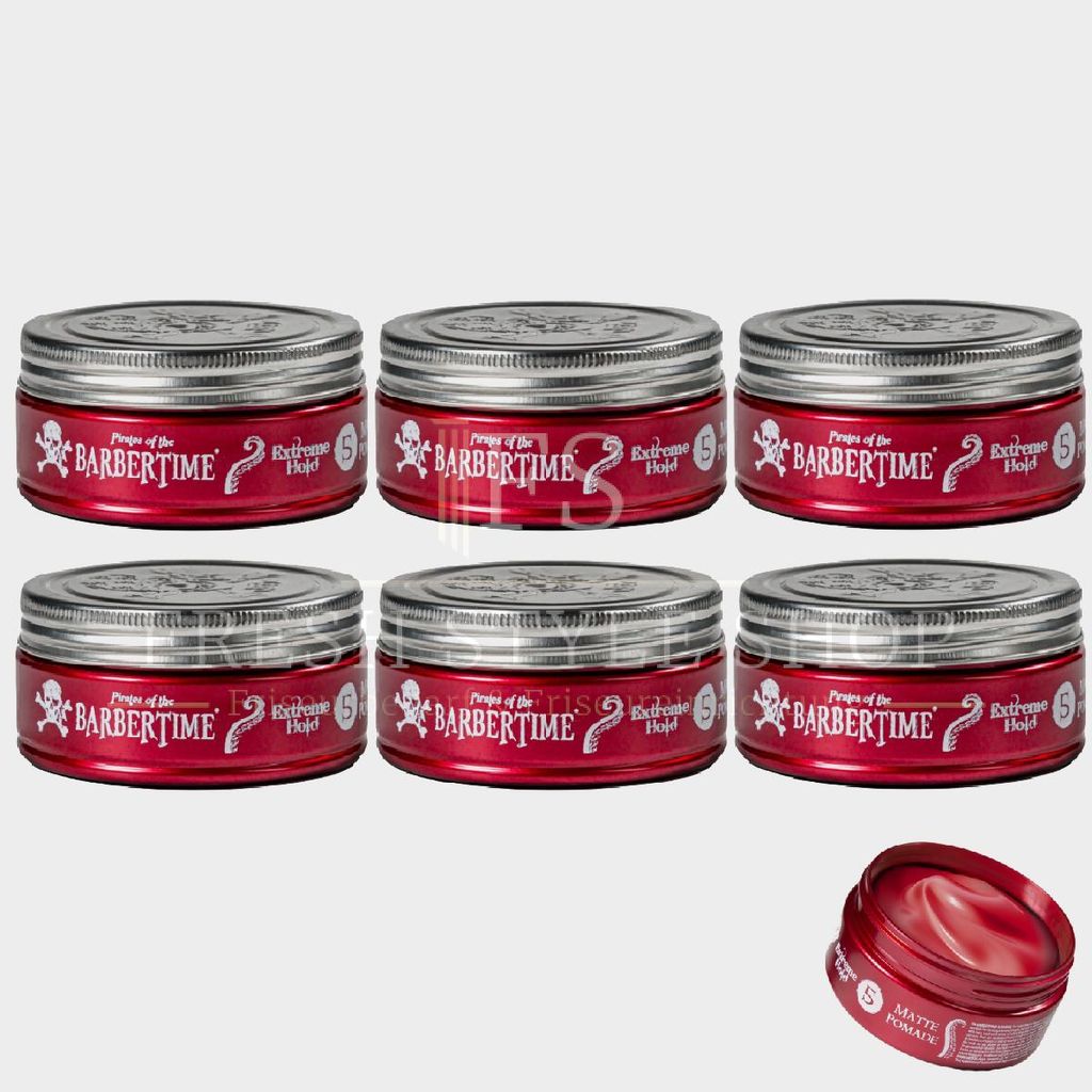 6x BARBERTIME Haarpomade Hair Pomade Styling Pomade 150ml Extreme Hold Matte