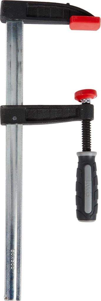 kwb Profi Schraub-Zwinge mit 2-Komponentengriff 80x300, Spann-Weite 300 mm, Spanntiefe 80 mm, Spannbacken aus Temperguss-Stahl, Schraubzwenge mit H...