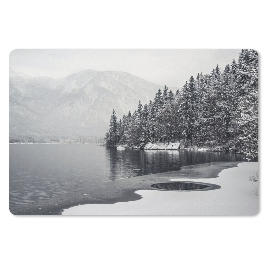 MuchoWow Mauspad Mousepad Wasser - Winter - Natur - Kiefernbaum 27x18 cm - Mousepads - Maus Mat - Pad - Mausunterlage - Büroartikel - Desk Matten