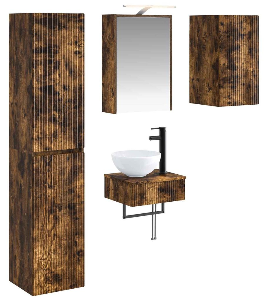 vidaXL Badezimmermöbel-Set 5 pcs Geräucherte Eiche