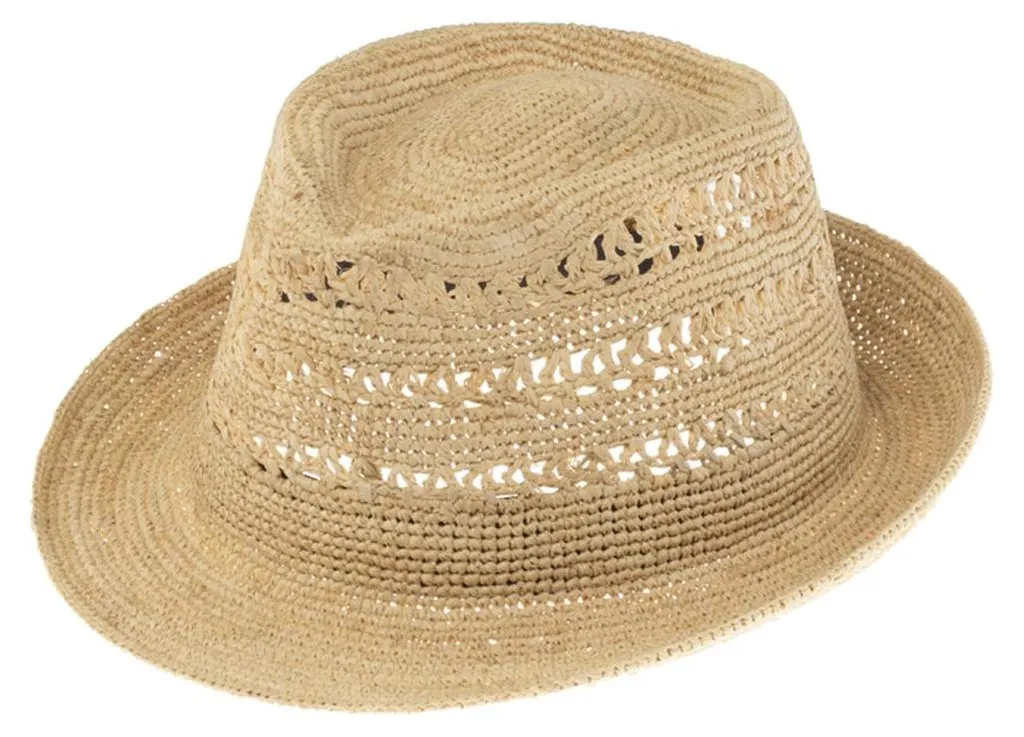 Chapeau de paille Trilby pour homme et femme en fibres de raphia légères