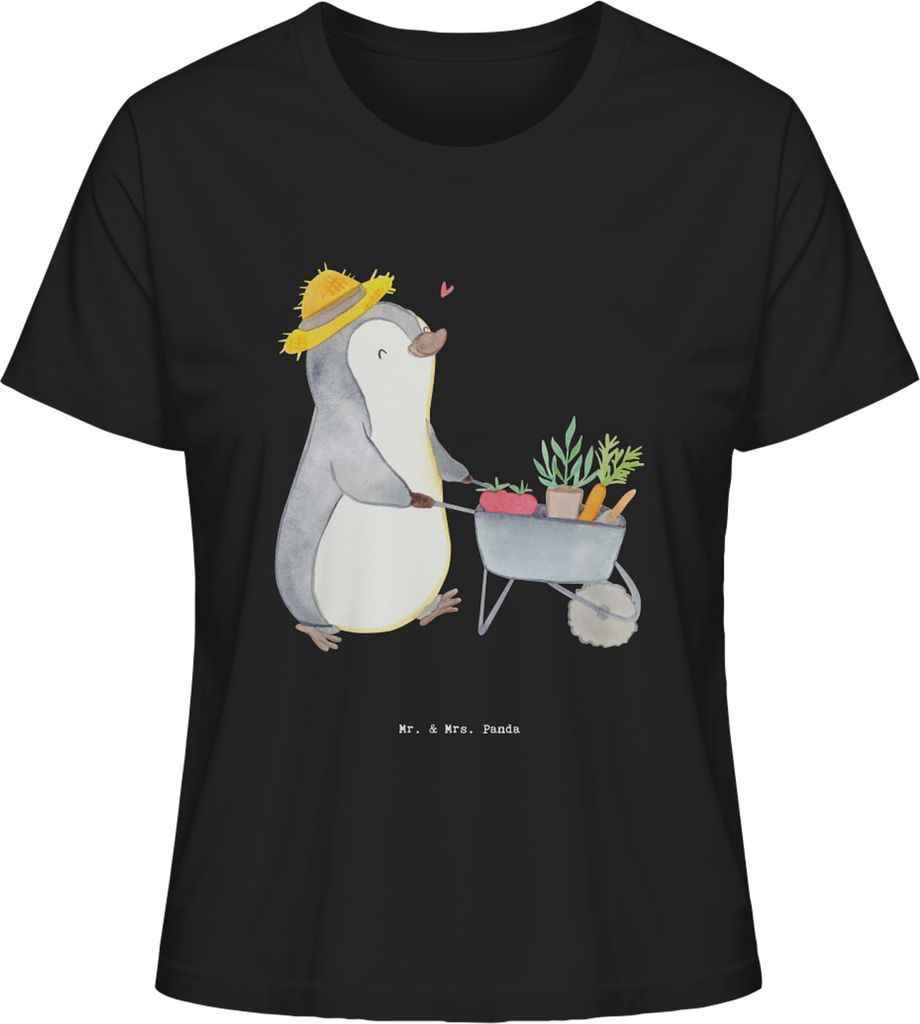 Mr. & Mrs. Panda Basic Shirt Damen Pinguin Gartenarbeit Größe XL - Schwarz - Geschenk, Kurzarmshirt, T-Shirt, Oberteil, Sommershirt, Urban Garden...