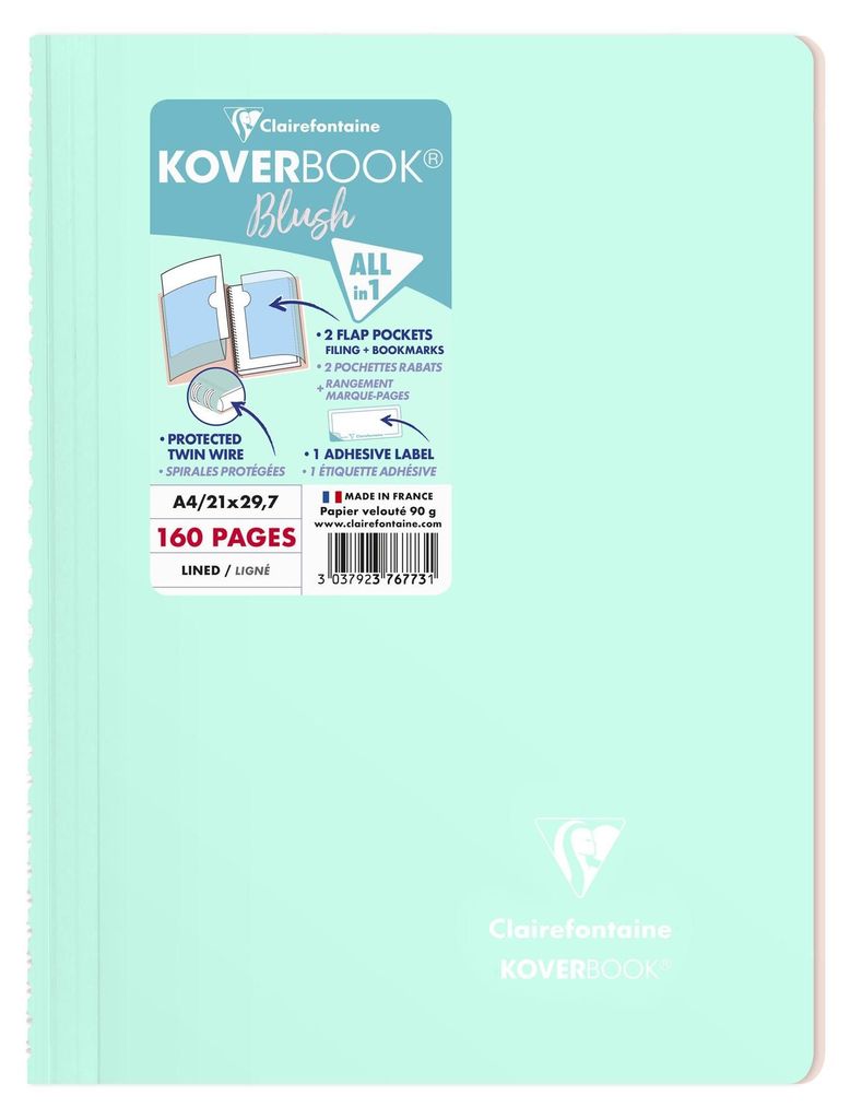 Clairefontaine Spiralblockl lin KB Blush A4 min