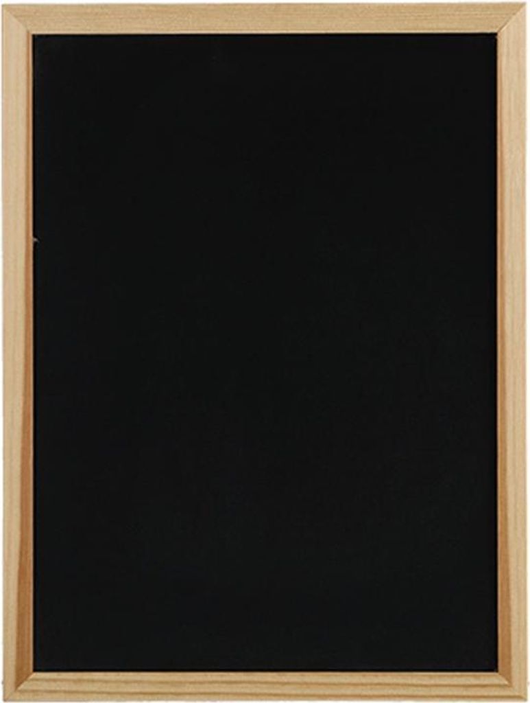 A black chalkboard with a wooden frame.