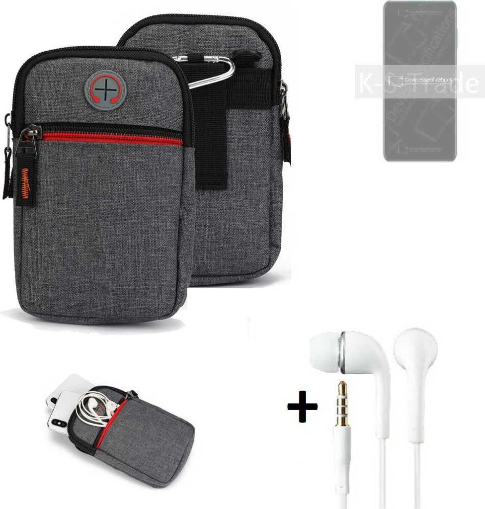 K-S-Trade Gürteltaasche + Kopfhörer kompatibel mit ZTE Blade V40 Vita Handy Tasche Holster Schutz Hülle Handy Hülle grau Zusatzfächer 1x