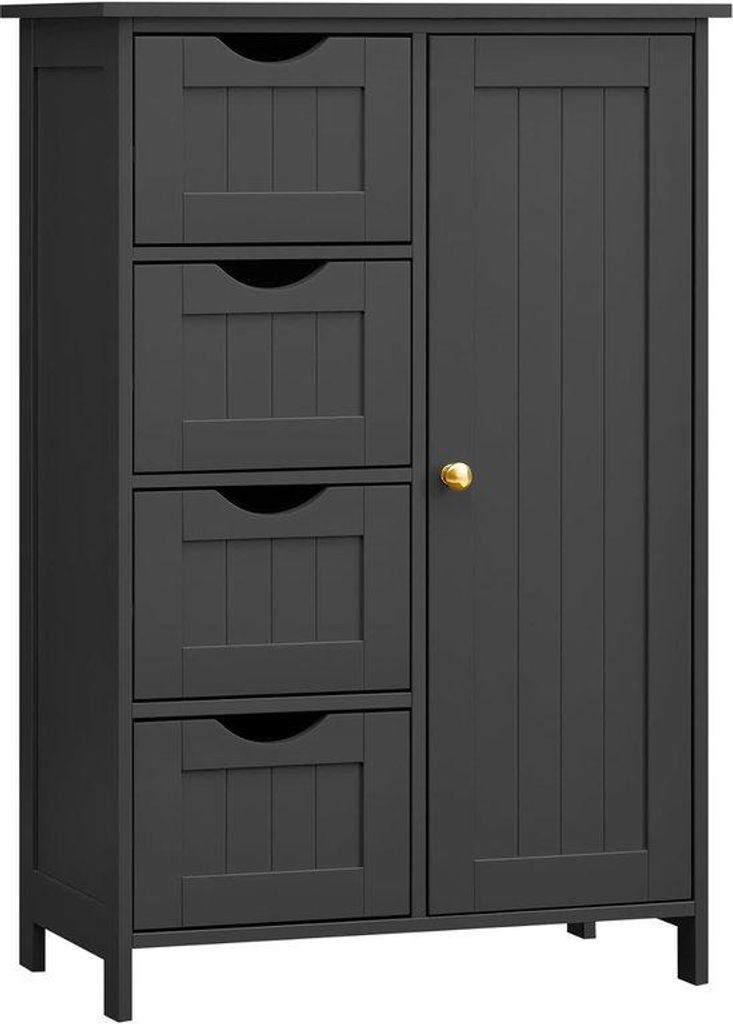 Schwarzes Badezimmermöbel mit 4 Schubladen und 1 Tür