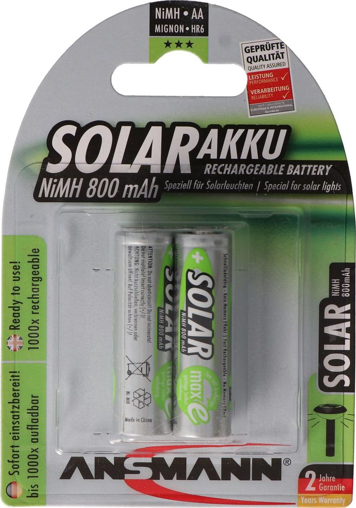 Ansmann Solar Mignon / AA Green Pack de 2 piles parfaites Image du produit 