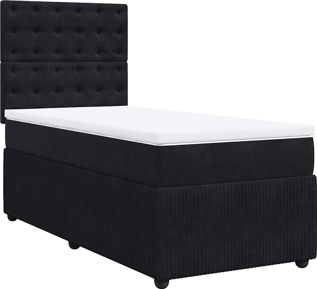 vidaXL Boxspringbett mit Matratze Schwarz 90x200 cm Samt